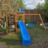 Детская площадка KD1-2 с голубой горкой и крышей, 1 голубые качели гнездо 80см